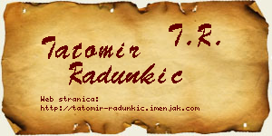 Tatomir Radunkić vizit kartica